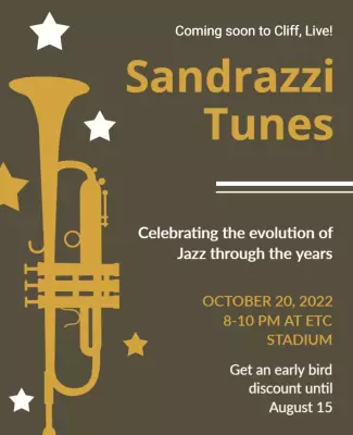 Jazz Celebration with Golden Trumpet Design Poster Template