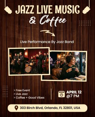 Jazz Live Music and Coffee Event Flyer Template