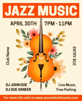 Music Event with Live Performances Jazz Flyer Template