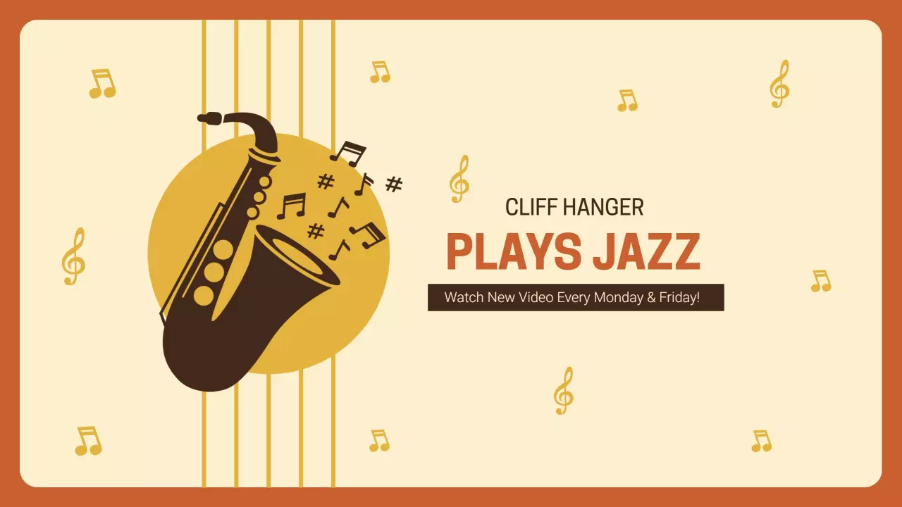 Jazz Music Theme with Saxophone and Notes YouTube Banner Template