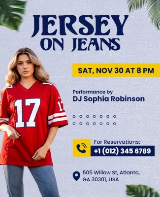 Jeans and Jersey Night Out Flyer Template