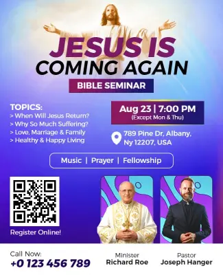 Jesus Coming Bible Seminar Invitation Flyer Template