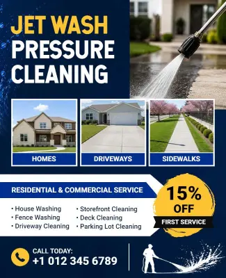 Jet Wash Pressure Cleaning Services Flyer Template