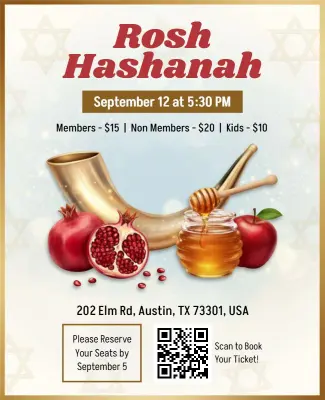 Jewish New Year Rosh Hashanah Invitation Flyer Template