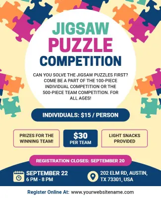 Jigsaw Puzzle Competition Event Flyer Template