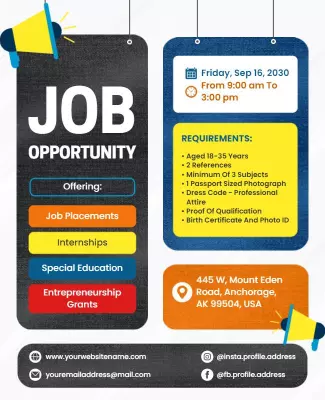 Job Opportunity and Internship Fair Flyer Template