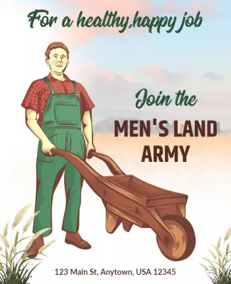 Join the Mens Land Army Recruitment Flyer Template