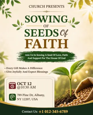 Join Us in Church Faith Seed Sowing Event Flyer Template