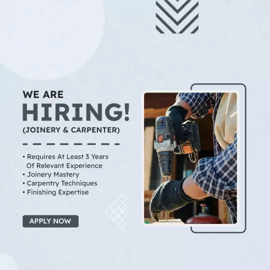 Joinery and Carpenter Hiring Announcement Instagram Flyer Template