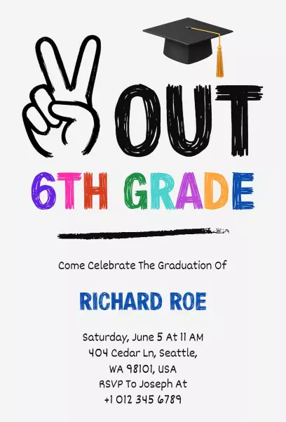 Joyful 6th Grade Graduation Celebration Invitation Template