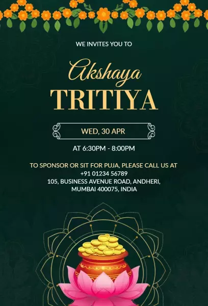 Joyful Akshaya Tritiya Celebration Festival Invitation Template