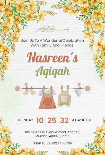 Joyful Aqiqah Celebration Family Gathering Invitation Template