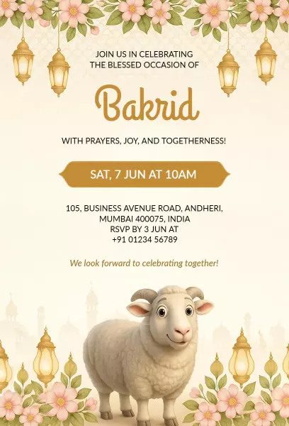 Joyful Bakrid Celebration Family Gathering Invitation Template