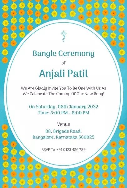 Joyful Bangle Ceremony Celebration for New Arrival Invitation Template