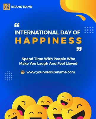 Joyful Blue International Day of Happiness Poster Template