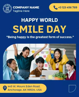 Joyful Blue World Smile Day Celebration Poster Template
