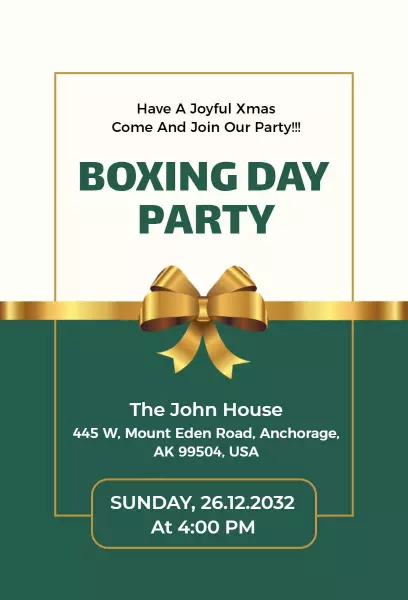 Joyful Boxing Day Celebration Festival Invitation Template