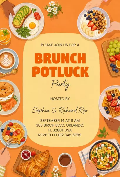 Joyful Brunch Gathering Potluck Invitation Template