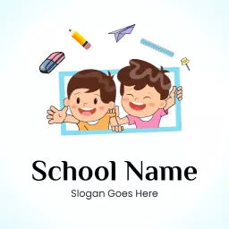 Joyful Children Learning Together in a School Logo Template