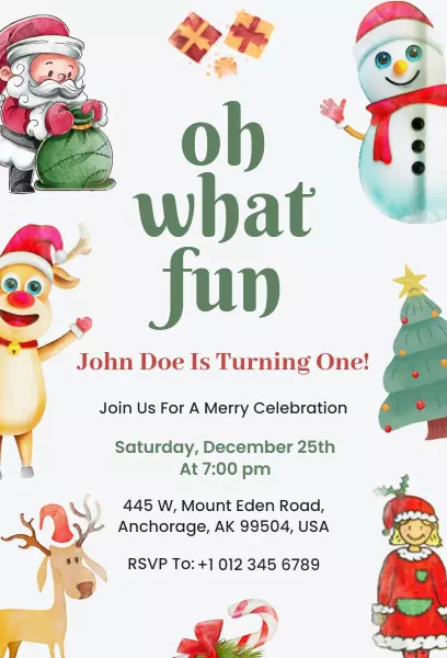 Joyful Christmas Birthday Celebration Invitation Template
