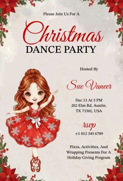Joyful Christmas Dance Party Celebration Invitation Template