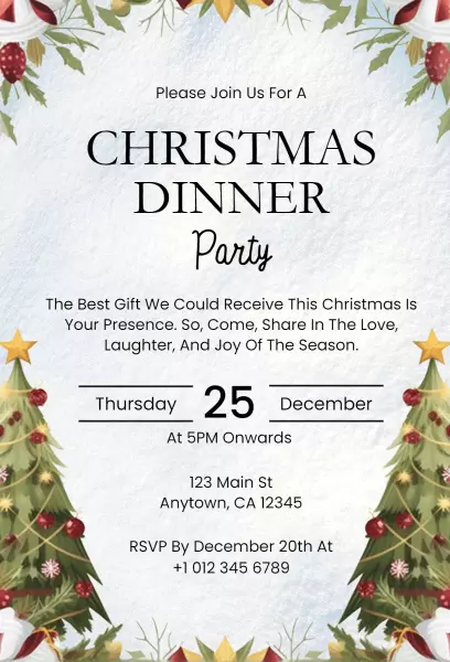 Joyful Christmas Dinner Gathering Celebration Invitation Template
