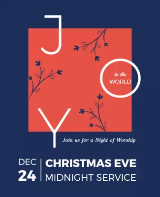 Joyful Christmas Eve Midnight Service Worship Poster Template