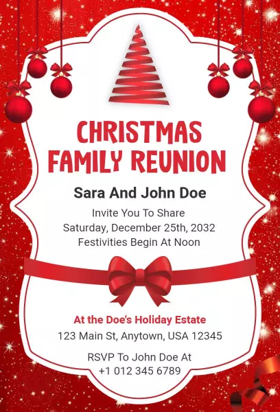 Joyful Christmas Family Reunion Celebration Invitation Template