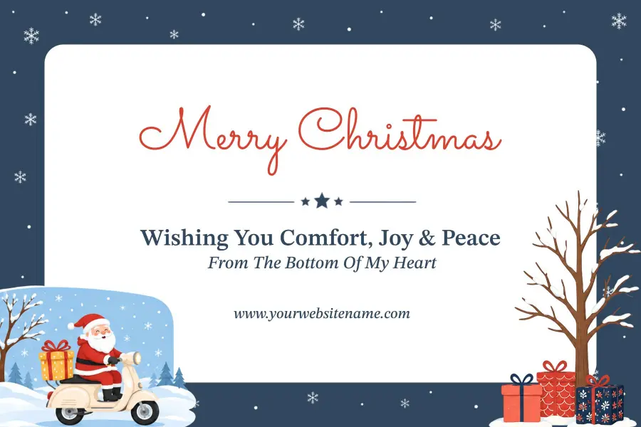 Joyful Christmas Greeting Postcard Template
