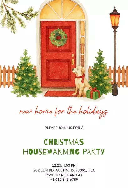 Joyful Christmas Housewarming Celebration Invitation Template