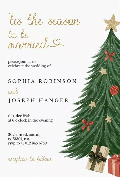 Joyful Christmas Wedding Celebration Invitation Template
