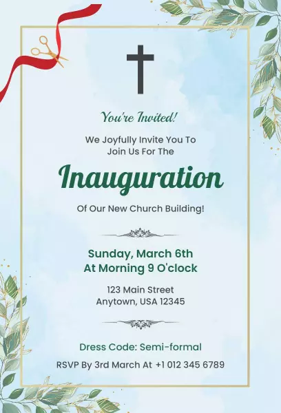 Joyful Church Inauguration Grand Opening Invitation Template
