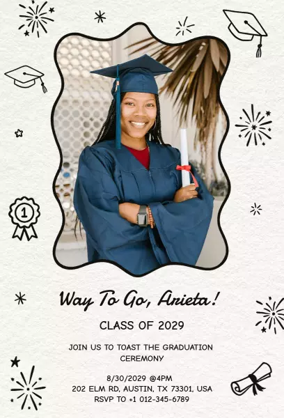 Joyful Class of 2029 Graduation Celebration Invitation Template