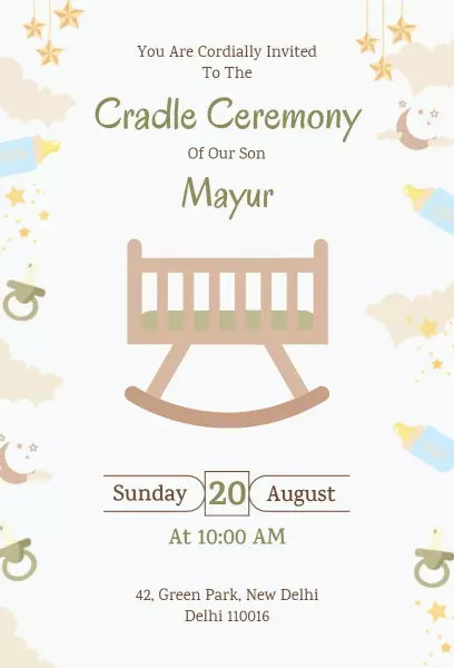 Joyful Cradle Ceremony Naming Celebration Invitation Template