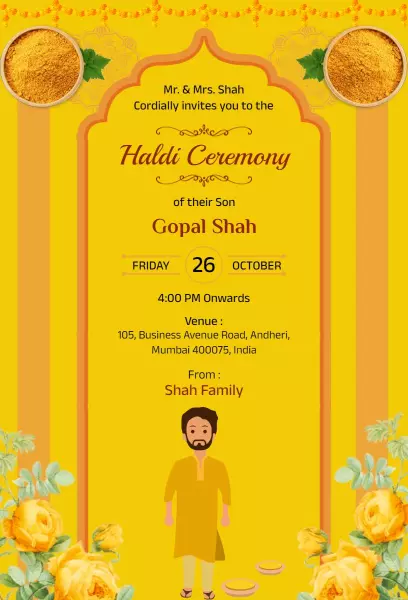Joyful Cultural Haldi Ceremony Celebration Invitation Template
