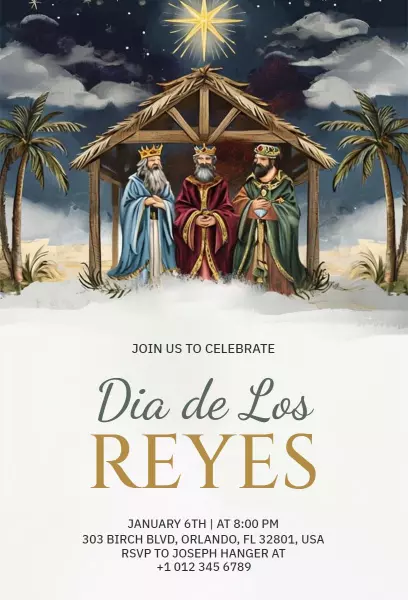 Joyful Dia de Los Reyes Celebration Festival Invitation Template