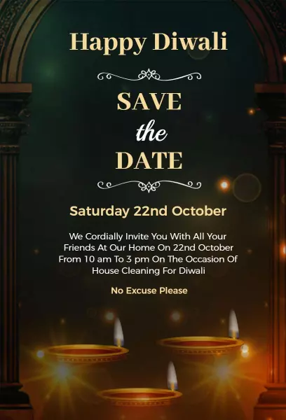 Joyful Diwali House Cleaning Celebration Invitation Template