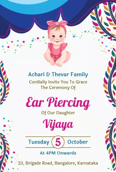 Joyful Ear Piercing Ceremony Celebration Invitation Template
