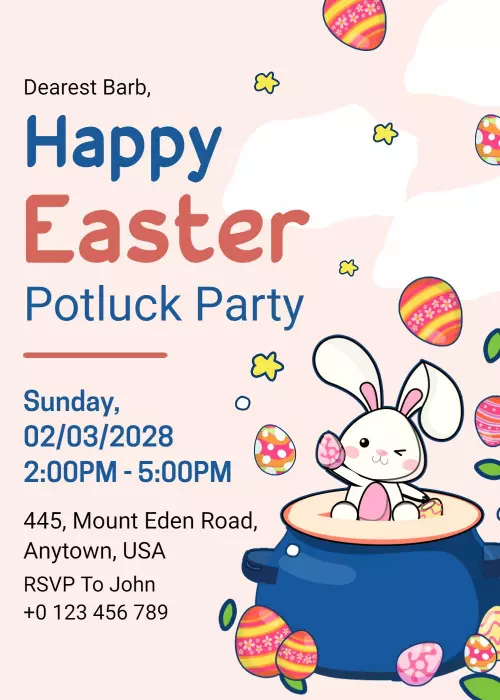 Joyful Easter Celebration Potluck Party Invitation Template