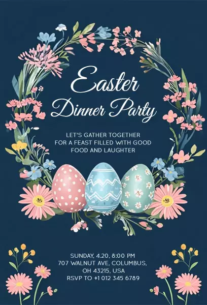 Joyful Easter Dinner Gathering Celebration Invitation Template