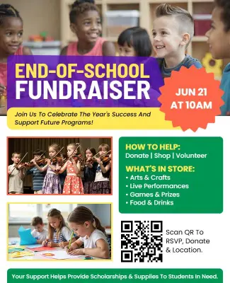 Joyful End-of-School Fundraiser Celebration Flyer Template