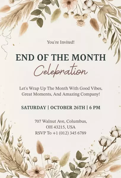 Joyful End of the Month Celebration Party Invitation Template