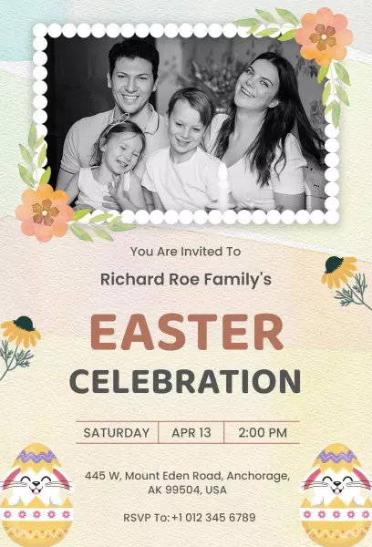 Joyful Family Easter Celebration Gathering Invitation Template