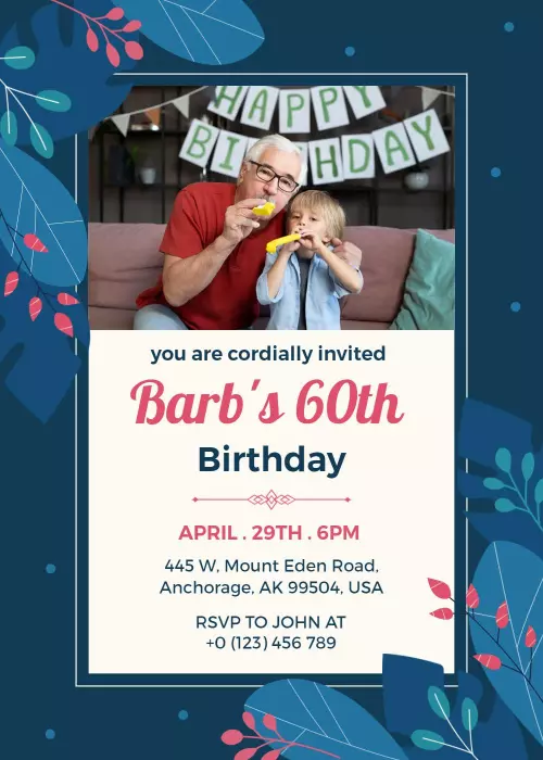 Joyful Family Gathering 60th Birthday Celebration Invitation Template
