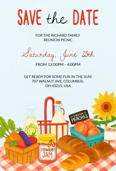 Joyful Family Reunion Summer Picnic Invitation Template