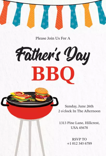 Joyful Father's Day BBQ Family Gathering Invitation Template