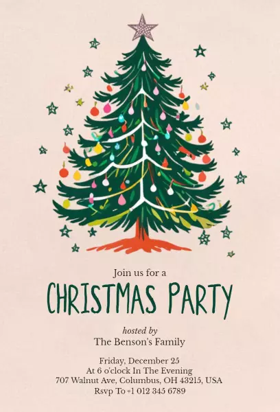 Joyful Festive Christmas Holiday Party Invitation Template