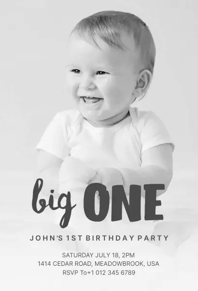 Joyful First Birthday Celebration Photo Invitation Template