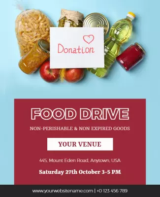 Joyful Food Drive Donation Collection Poster Template