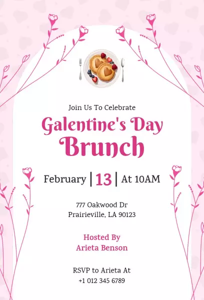 Joyful Galentine's Day Brunch Celebration Invitation Template
